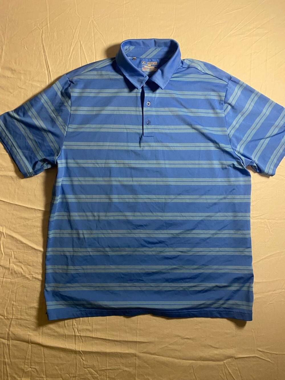 Under Armour HeatGear “Falcon Point” Golf Polo Shirt Blue Striped 2XL (1009)